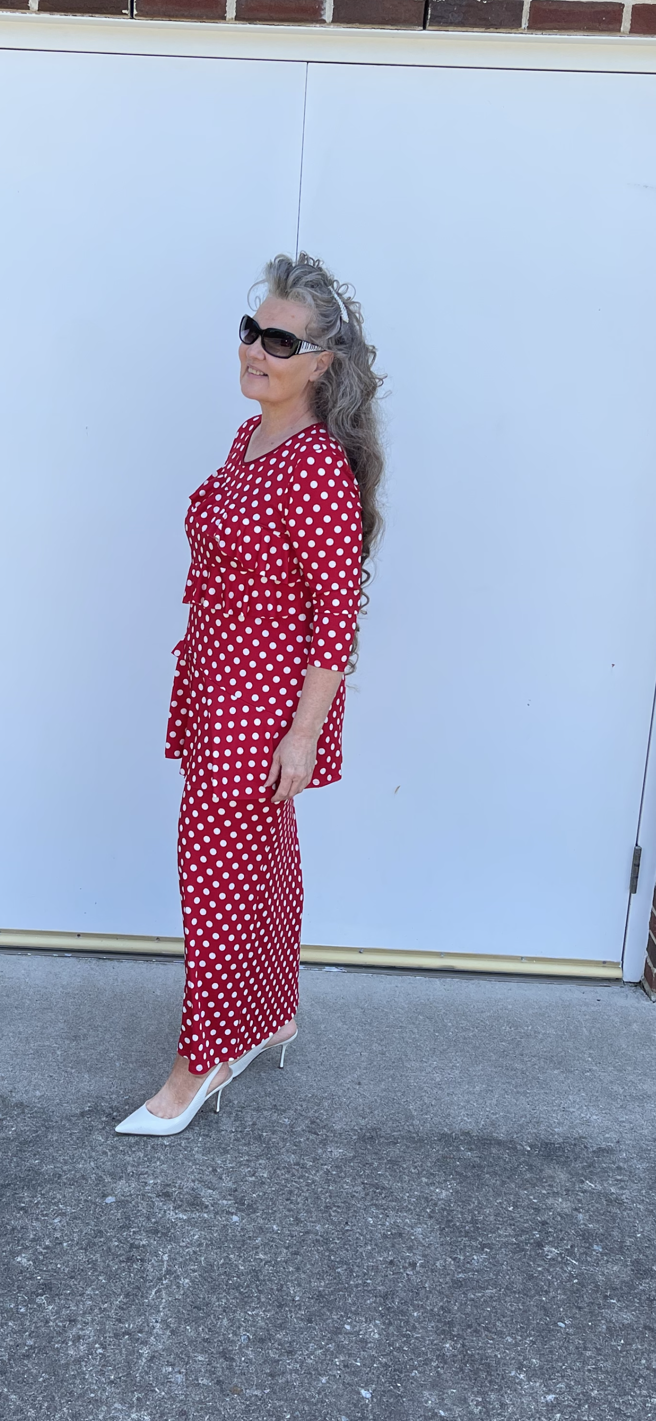 RC RED Polka Dot Ruffle TOP : Small Final Sale!  Cannot Be Returned!